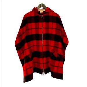 Treasure Bond Red and Black Plaid Cape Poncho